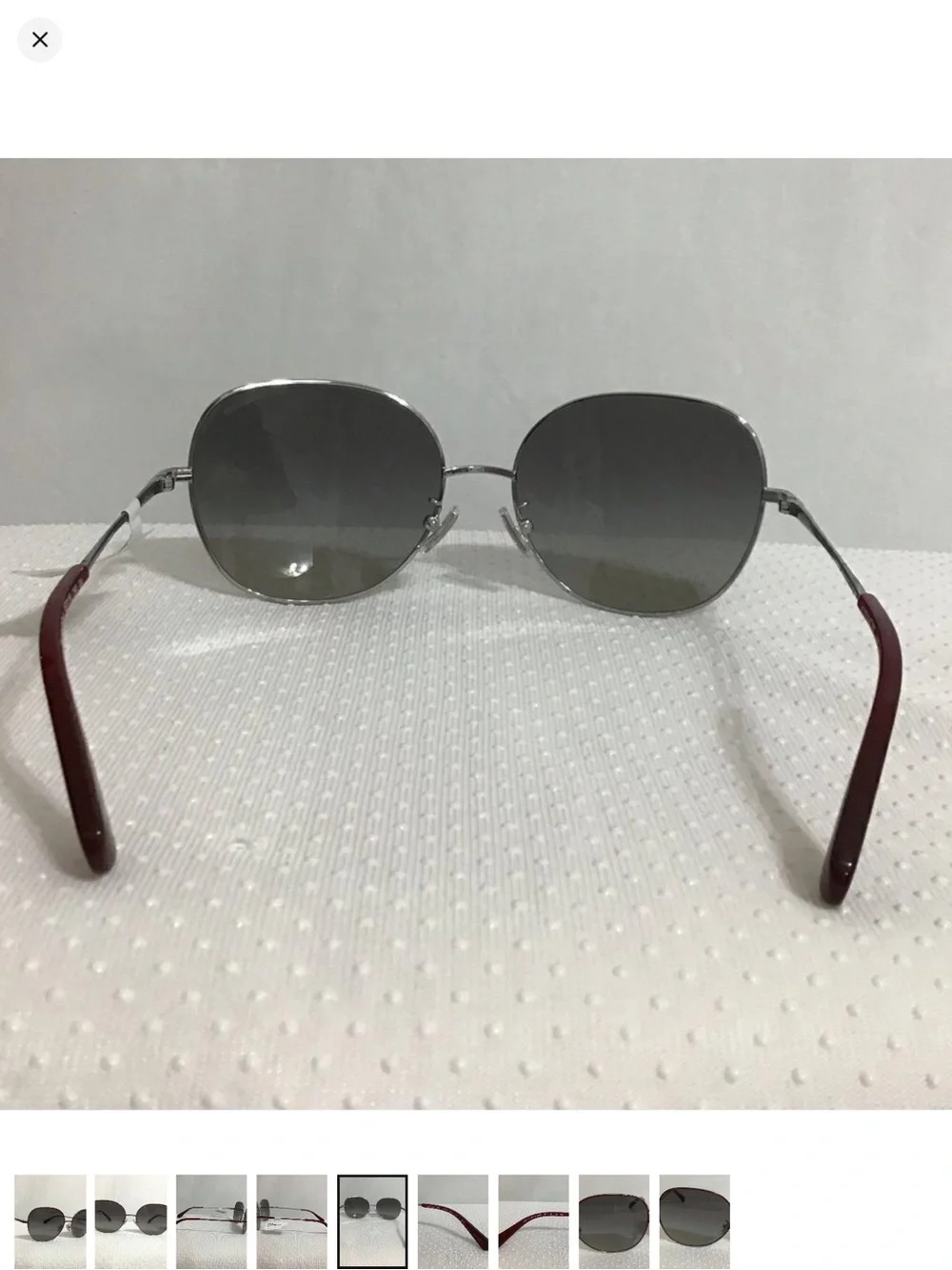 Women’s Red Metal Frame Sunglasses with Gray Lenses